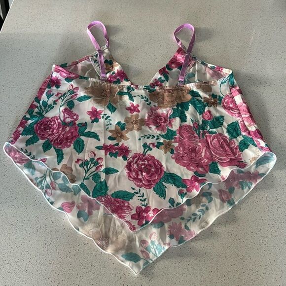 NWOT Free People Cami Floral Hanky Style Adjustable Straps Tank V Neck Pink Boho - Picture 8 of 13